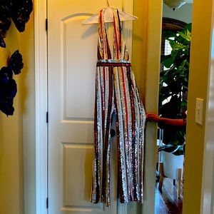 Nicole Lynel holiday sequin jumpsuit size medium.